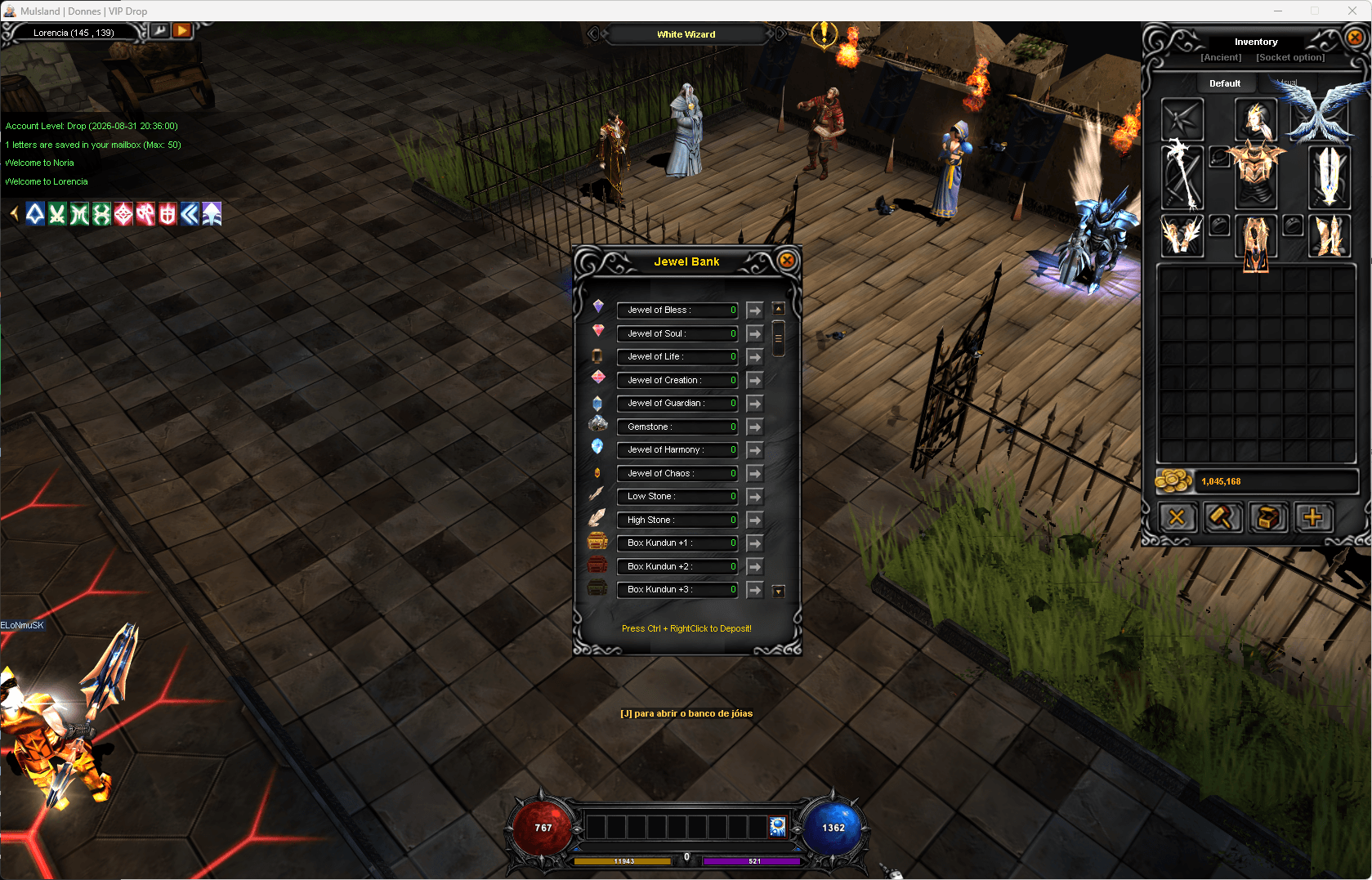 Jewel bank estendido dentro do jogo