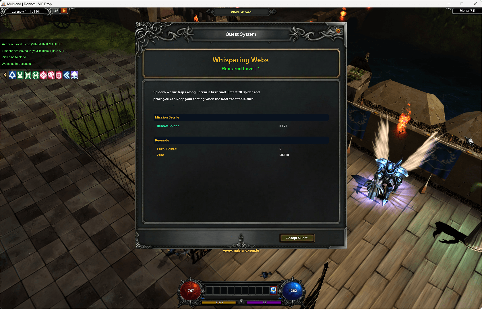 Progressão de quests dentro do jogo